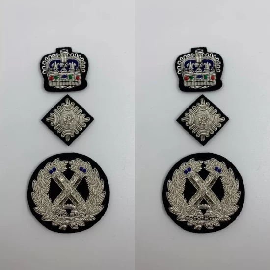 Commissioner Hand Embroidered Shoulder Epaulettes Silver Rank Badges