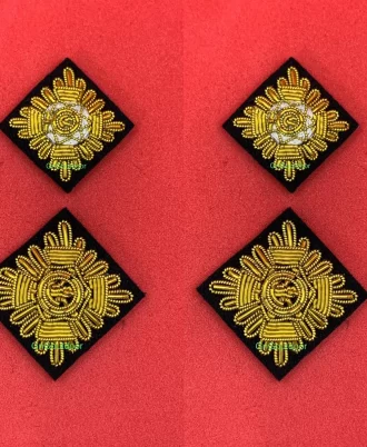 Epaulettes Shoulder Rank Gold Pips Hand Embroidered Bullion Wire Bath Stars Set