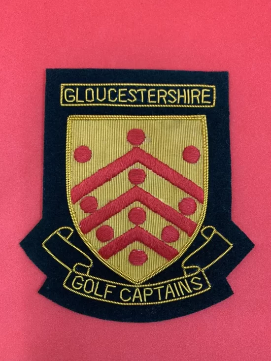 Gloucestershire Golf Captains Blazer Badge Handmade Bullion & Wire Blazer Badge