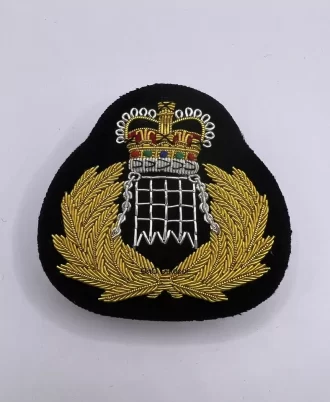 H.M. Customs And Excise Officer Embroidered Cap Badge Unusual Portcullis Replica