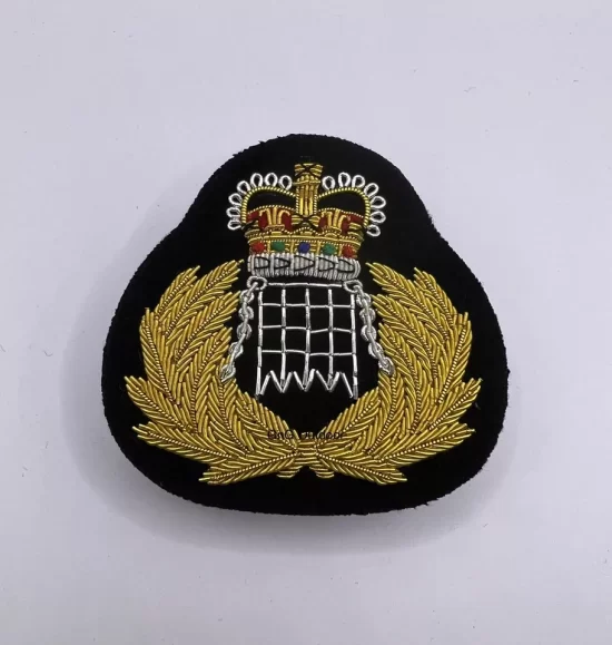 H.M. Customs And Excise Officer Embroidered Cap Badge Unusual Portcullis Replica