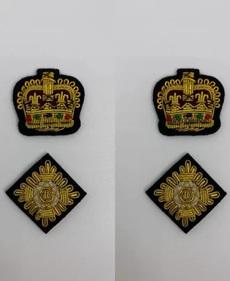 Hand Embroidered Gold Bullion Wire Rank Set Shoulder Rank Crown And Pip Set