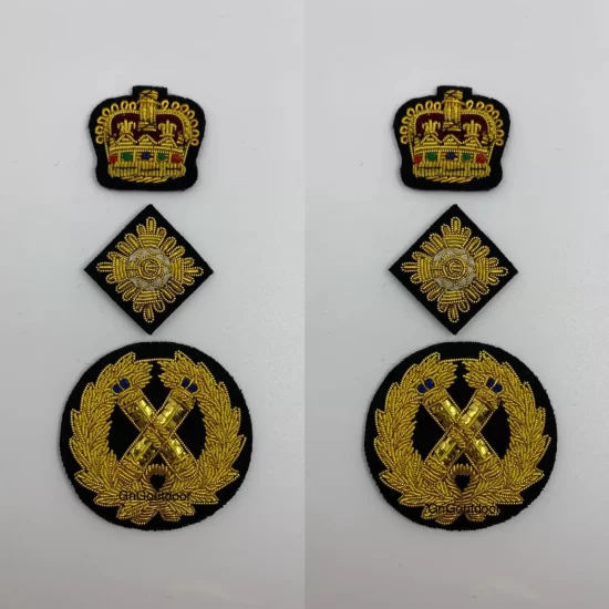 Hand Embroidered With Gold Bullion Wire Rank Set Shoulder Rank Badges