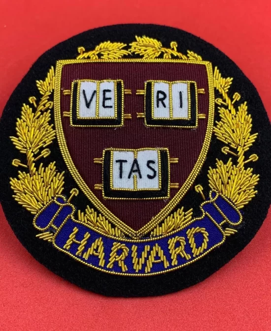 Harvard University Blazer Badge Hand Embroidered Bullion Wire University Patch