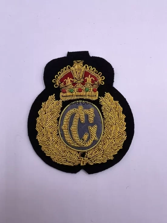 King’s Crown HM Coast Guards Cap Badge CG Embroidered Bullion Wire Replica Badge