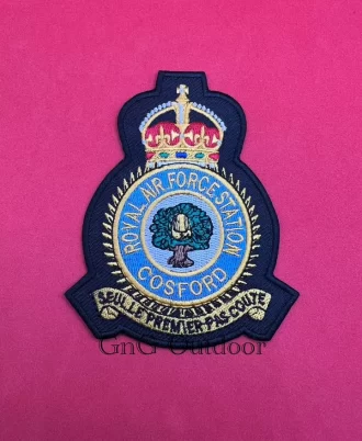 King’s Crown RAF Cosford Station Badge Royal Air Force Machine Embroidered Patch