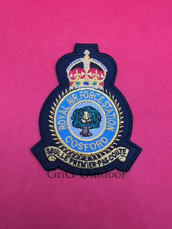 King’s Crown RAF Cosford Station Badge Royal Air Force Machine Embroidered Patch