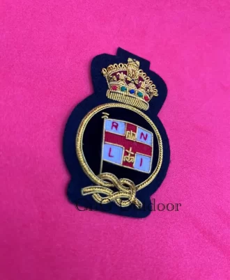 King’s Crown RNLI Crew Member Hand Embroidered Bullion Wire Hat Badge