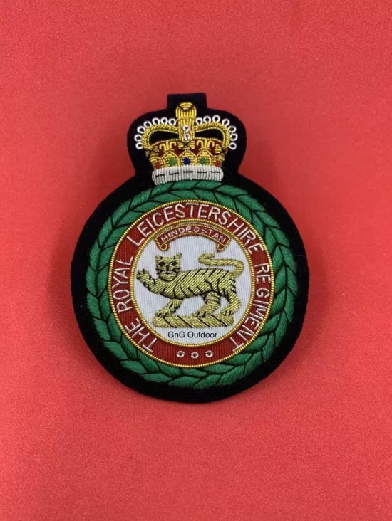 Leicestershire Regiment Blazer Badge LC Embroidered Bullion Wire Blazer Badge