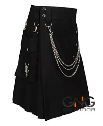 Men's Black Utility Chain Gothic Kilt