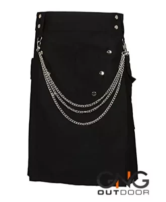 Men's Black Utility Chain Gothic Kilt