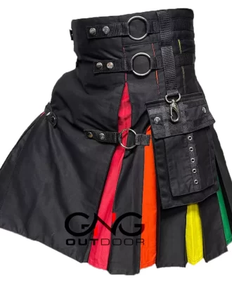 Men's Rainbow Nylon Straps Hybrid Pride Kilt Custom Size LGBT Kilt