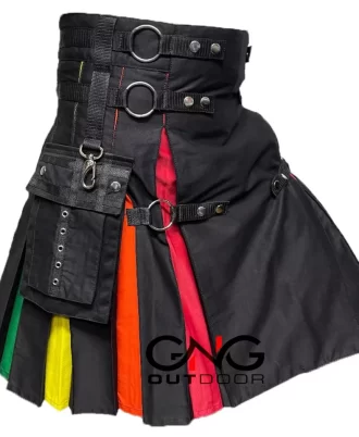 Men's Rainbow Nylon Straps Hybrid Pride Kilt Custom Size LGBT Kilt