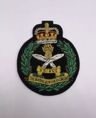 Queen’s Gurkha Engineers Regimet Blazer Badge QGE Hand Embroidered Bullion Badge