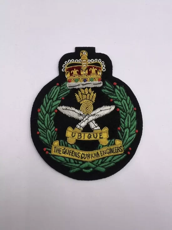 Queen’s Gurkha Engineers Regimet Blazer Badge QGE Hand Embroidered Bullion Badge