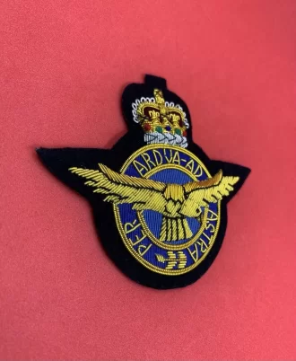 RAF Blazer Badge Royal Air Force Hand Embroidered Bullion And Wire Blazer Badge