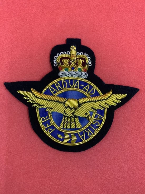 RAF Blazer Badge Royal Air Force Hand Embroidered Bullion And Wire Blazer Badge