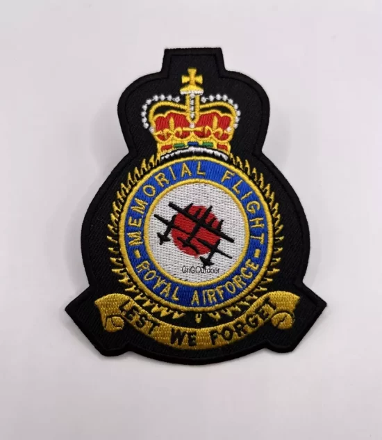 RAF Memorial Flight Badge Royal Air Force Queen Crown Machine Embroidered Patch