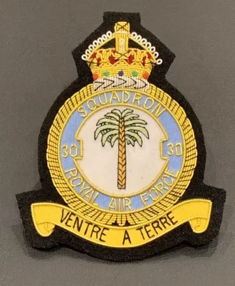 Royal Air Force 30 Squadron Bullion And Wire Blazer Badge