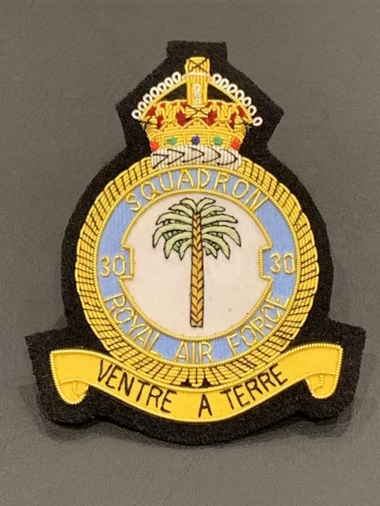 Royal Air Force 30 Squadron Bullion And Wire Blazer Badge