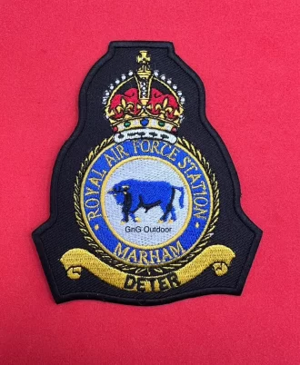 Royal Air Force Marham Station Badge King’s Crown RAF Machine Embroidered Patch