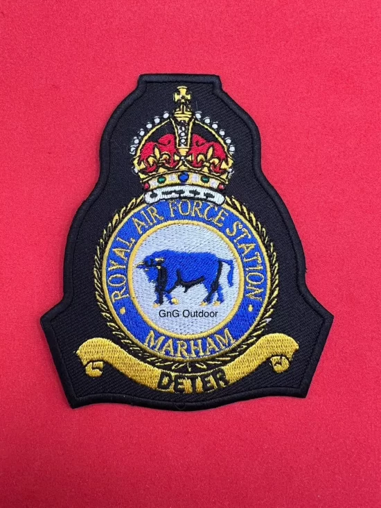 Royal Air Force Marham Station Badge King’s Crown RAF Machine Embroidered Patch