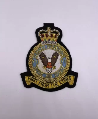 Royal Air Force Squadron Badge 71 Eagle Squadron Bullion And Wire Badge