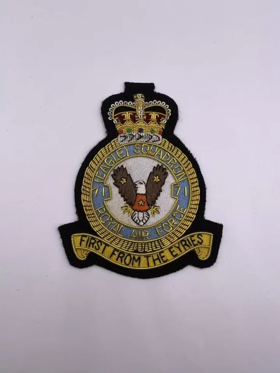 Royal Air Force Squadron Badge 71 Eagle Squadron Bullion And Wire Badge