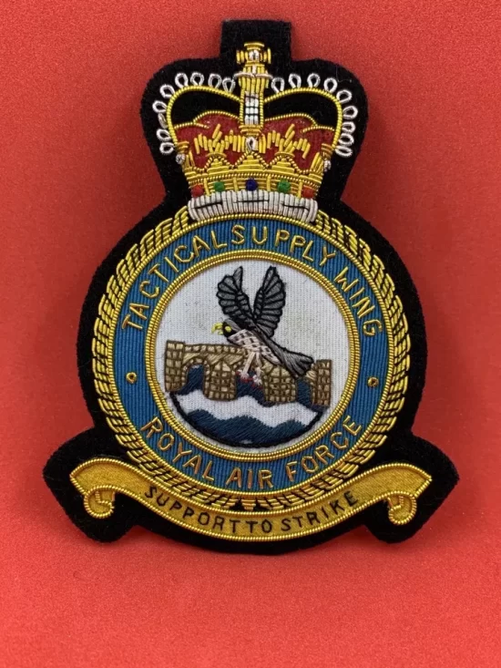 Royal Air Force Tactical Supply Wing Hand Embroidered Bullion Wire Blazer Badge