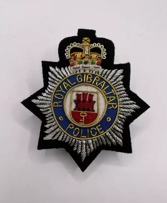 Royal Gibraltar Police Embroidered Bullion Wire Blazer Badge Replica Badge