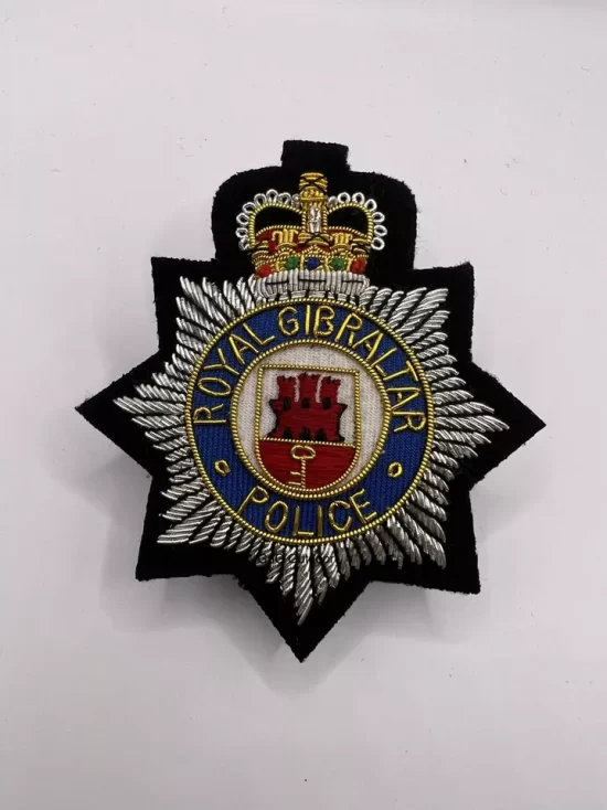 Royal Gibraltar Police Embroidered Bullion Wire Blazer Badge Replica Badge