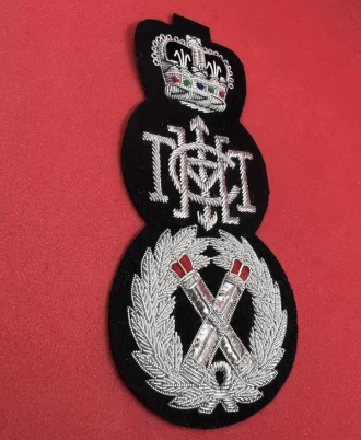 Shoulder Epaulette Badge Hand Embroidered Silver Bullion And Wire Shoulder Badge