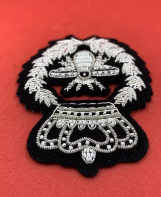 Silver Bullion Hand Embroidered Bullion And Wire Handmade Jacket Patch Badge