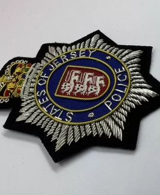 State Of Jersey Police Embroidered Bullion Wire Blazer Badge Police Memorabilia