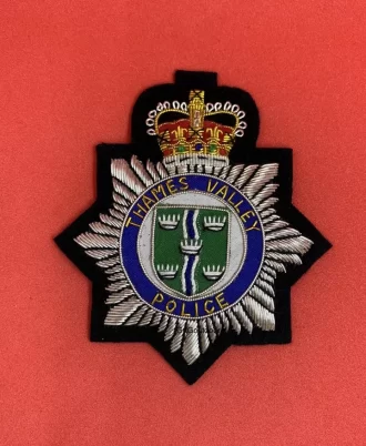 Thames Valley Police Replica Blazer Badge Embroidered Bullion Wire Blazer Badge