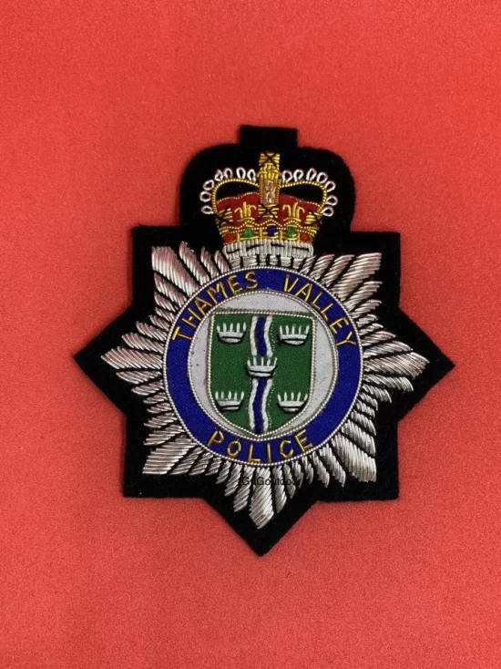 Thames Valley Police Replica Blazer Badge Embroidered Bullion Wire Blazer Badge