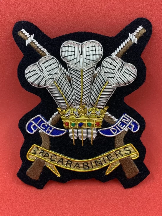 3rd CARABINIERS (PRINCE OF WALES'S DRGOON GUARDS) BULLION & WIRE BLAZER BADGE