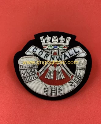 Duke of Cornwall's Light Infantry Blazer Badge Embroidered With Bullion/Wire