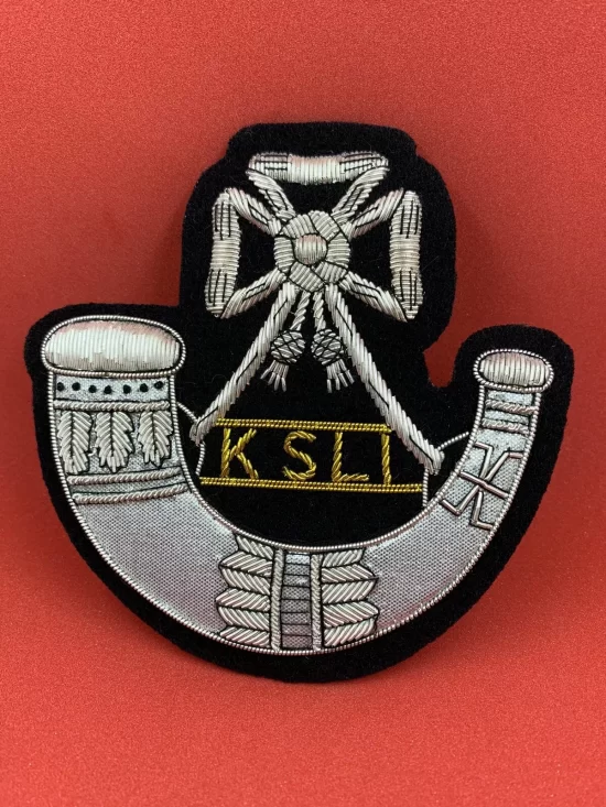 KINGS SHROPSHIRE LIGHT INFANTRY BLAZER BADGE KSLI BULLION AND WIRE BLAZER BADGE