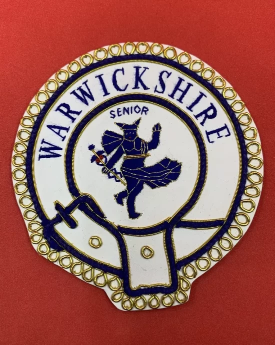 Mark Provincial Full Dress Apron Badge Warwickshire Senior Embroidered Badge