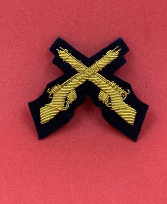 Mess Dress Crossed Rifles Gold On Black Cloth Hand Embroidered Cross Rifle Badge