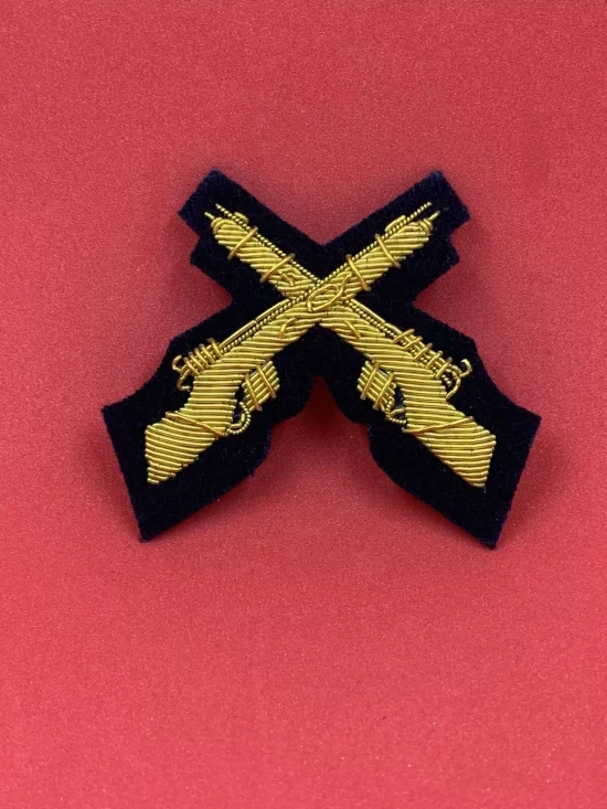 Mess Dress Crossed Rifles Gold On Black Cloth Hand Embroidered Cross Rifle Badge