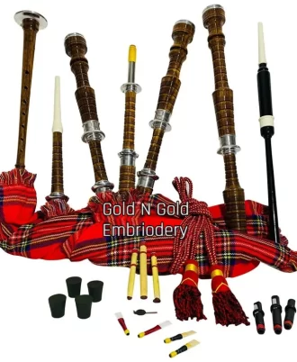 Pride Of Scotland Scottish Tartan BagpipeSilver Mounts With Tutor Books And Hard Case