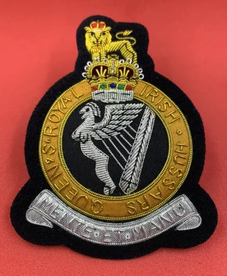 Queen’s Royal Irish Hussars Blazer Badge Hand Bullion And Wire Blazer Badge