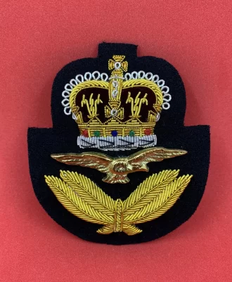 Royal Air Force Embroidered Bullion Wire Cap Badge RAF Queen’s Crown Cap Badge