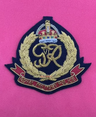 Royal Military Police Embroidered Bullion Wire King’s Crown Blazer Badge RMP