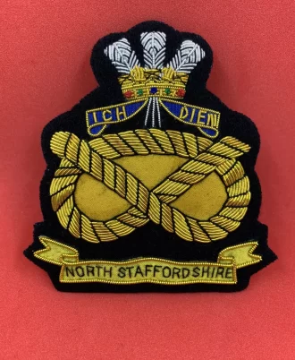 THE STAFFORDSHIRE REGIMENT BLAZER BADGE HAND EMBROIDERED BULLION BLAZER BADGE