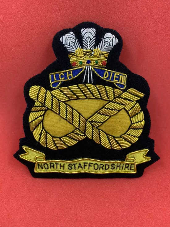 THE STAFFORDSHIRE REGIMENT BLAZER BADGE HAND EMBROIDERED BULLION BLAZER BADGE