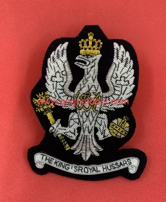 The King’s Royal Hussars Blazer Badge Hand Embroidered With Bullion & Wire