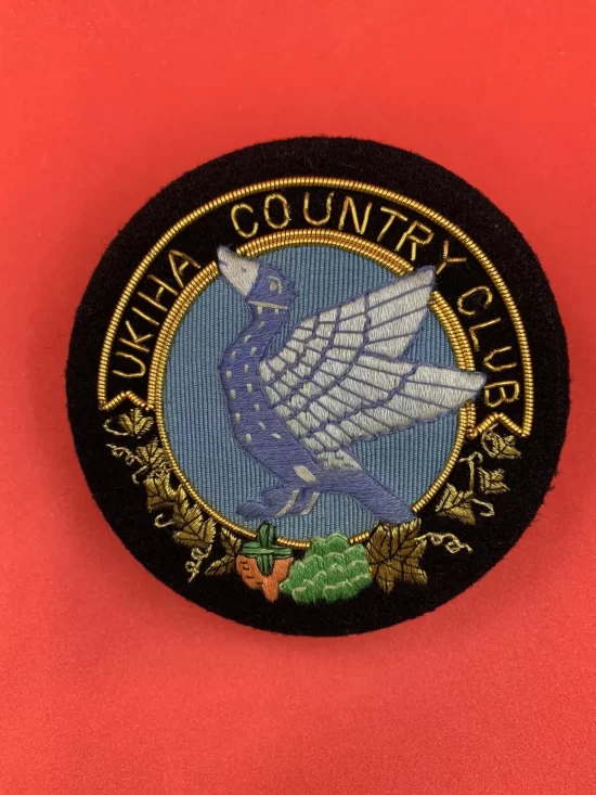 UKIHA COUNTRY CLUB BLAZER BADGE HAND EMBROIDERED BULLION AND WIRE BLAZER BADGE